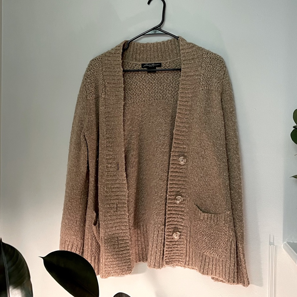 Eddie Bauer Wool Blend Cardigan, Heavy Weight Winter Layer, Outdoor or Casual